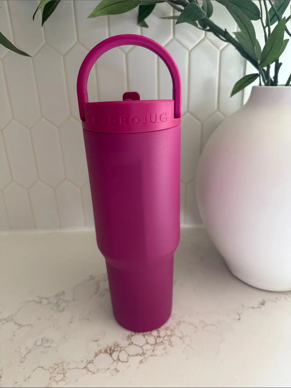 HydroJug Travel Tumbler with Flip Handle - Magenta Pink